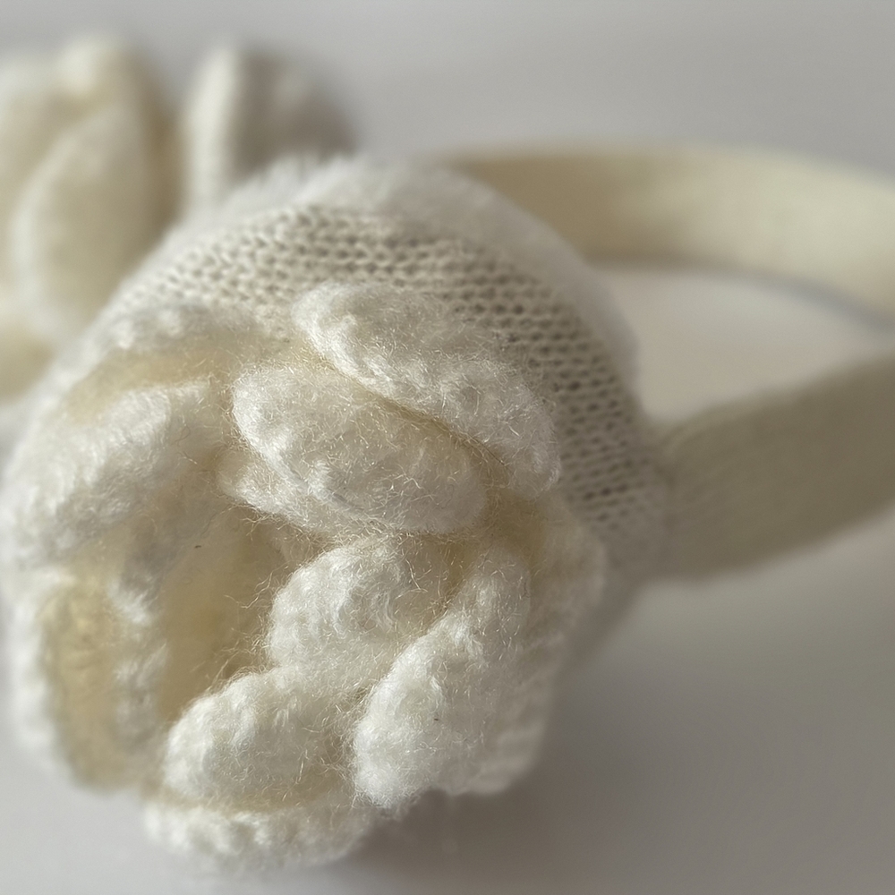From the Makers of UGG EARMUFFS, FAUX White FUR FLORAL EARMUFFS.
